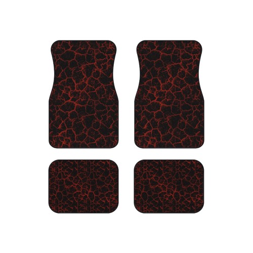 Red lava crackle car mats - red,